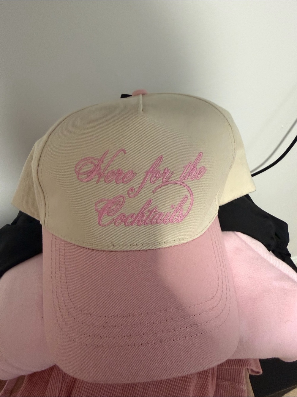 David and Young Pink & Cream 'Here for the Cocktails' Embroidered Cap